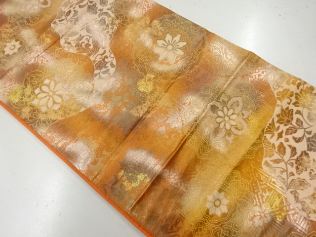 JAPANESE KIMONO / VINTAGE FUKURO OBI / WOVEN FLOWER & BIRD